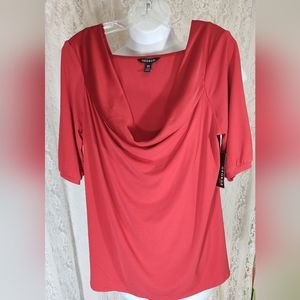 Sexy Valentine Red Knit Top Drape Neckline Size XL/OX (16-18) NWT